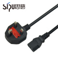 SIPU stranded copper round pin ac plug uk 3 core power cable for PC